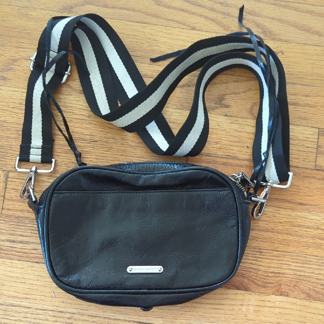 Rebecca Minkoff Black Belt Bag With Striped Strap